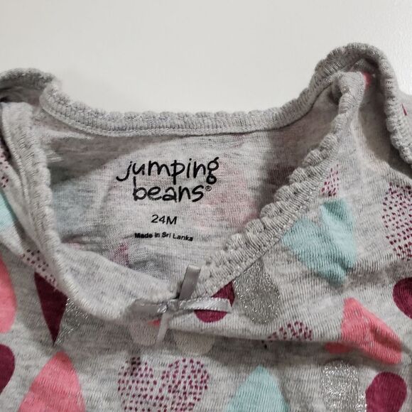Girls Grey Glitter Heart Pink Blue Colorful Hearts Bodysuit Onesie Size 24m - Picture 4 of 4
